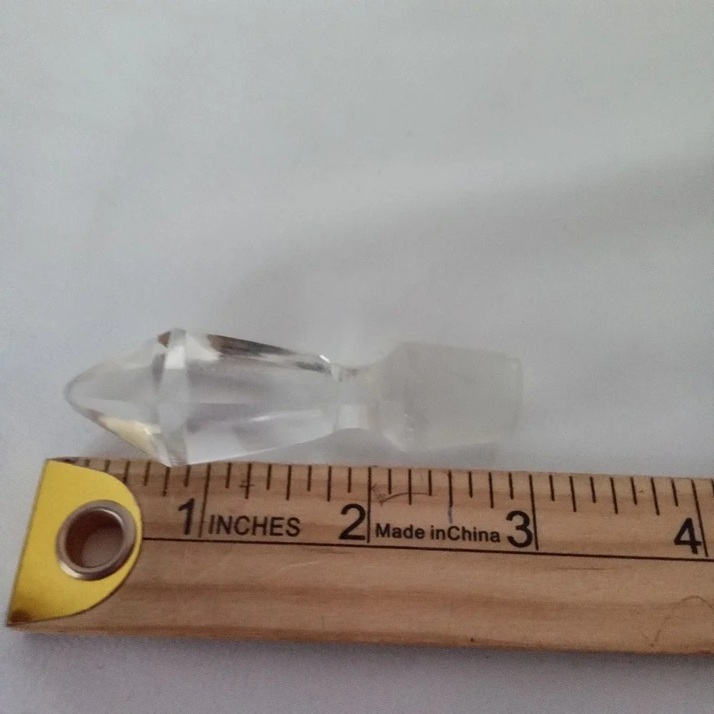 Vintage Clear Faceted Glass Crystal Decanter Stopper Pointed Diamond Top 3 Inch